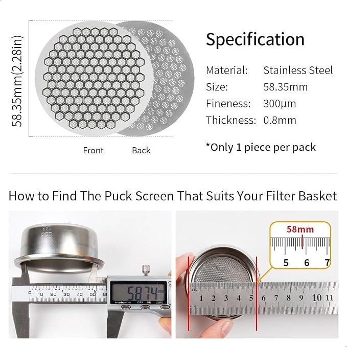 watchget 58.35mm Espresso Puck Screen Reusable Mesh Coffee Filter 0.7mm - Image 2