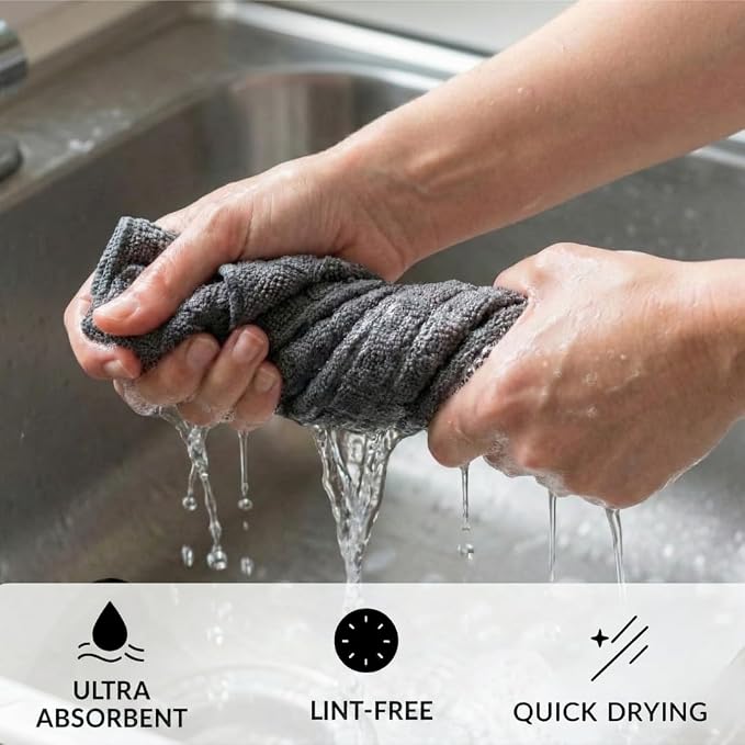 Solyra Barista Towels, 6 Pack, 12 x 12 in, Dark Gray | OEKO-TEX Certified - Image 7