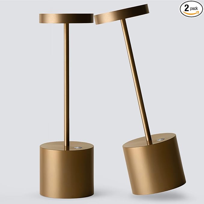 2Pack Cordless Table Lamp, Rechargeable LED Battery 5000mAh Metal USB Portable by YIBEN
