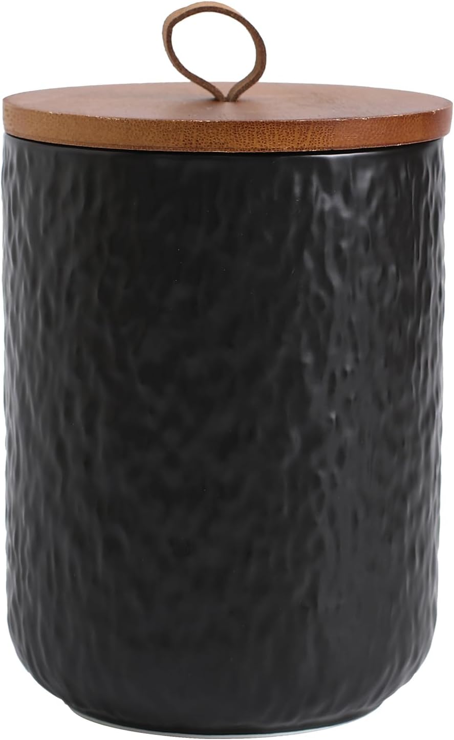 Kitchen Canisters for Countertop, Ceramic Coffee Canisters with Airtight Lids Food Storage Jars Sugar Container for Kitchen Counter Tea, Coffee Beans, Spice (#001Black-44oz/1300ml)