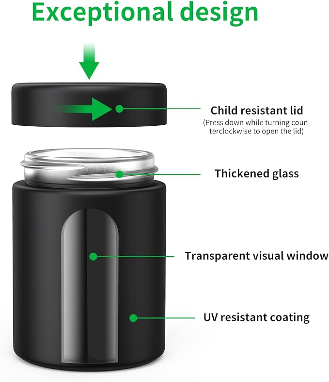 Glass Storage Jar, 3 Pack Premium Smell Proof Visual Container - Image 3