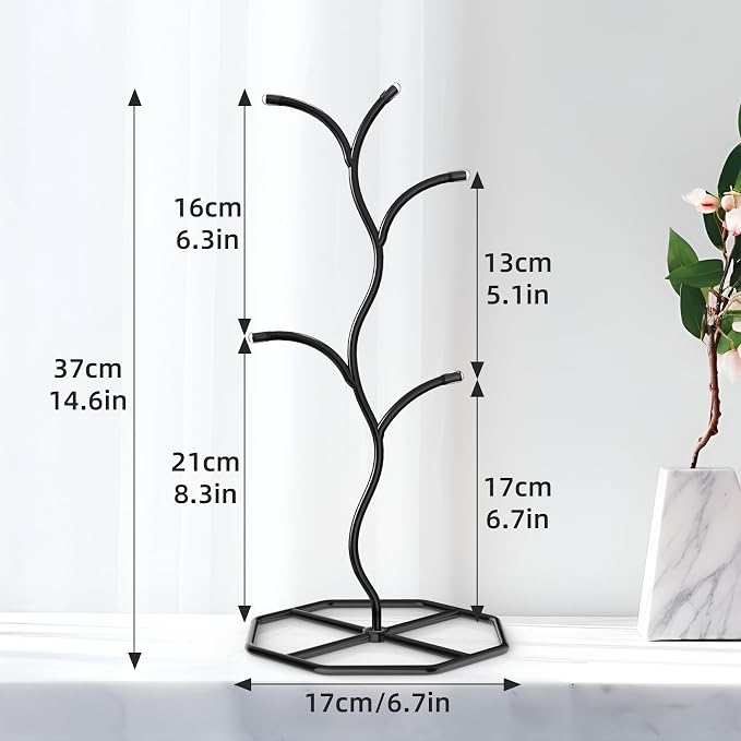 Beesini 2 Pack Coffee Mug Holders Tree, Metal Mug Holder, Decorative Mug Rack - Image 2