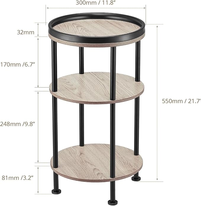 Small Round Side Table, Oak Round End Table - Image 3