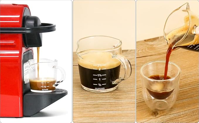 QWORK Espresso Shot Glass with Handle, 4 Pack 3-Ounce Double Spout Glass - Image 8