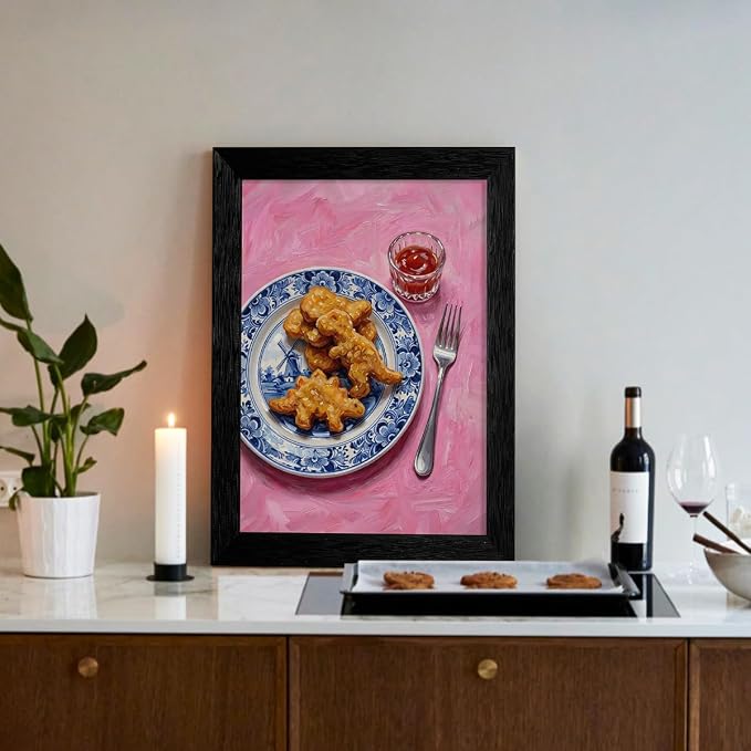 Black Framed Funny Kitchen Wall Art 16x24 inch Dining Room Food Canvas Poster - Image 3