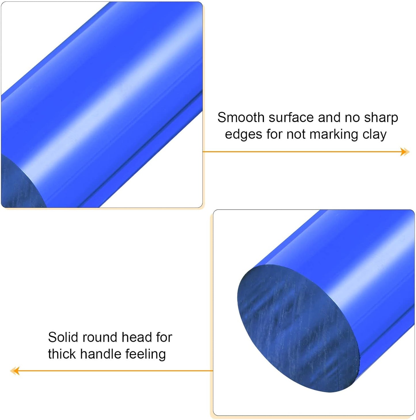 HARFINGTON Acrylic Clay Roller 9 Inch x 1 Inch Solid Non-Stick Plastic Round Tube Roller Polymer Clay Rod Fondant Rolling Pin for Shaping, Sculpting, Modeling DIY Crafts, Blue