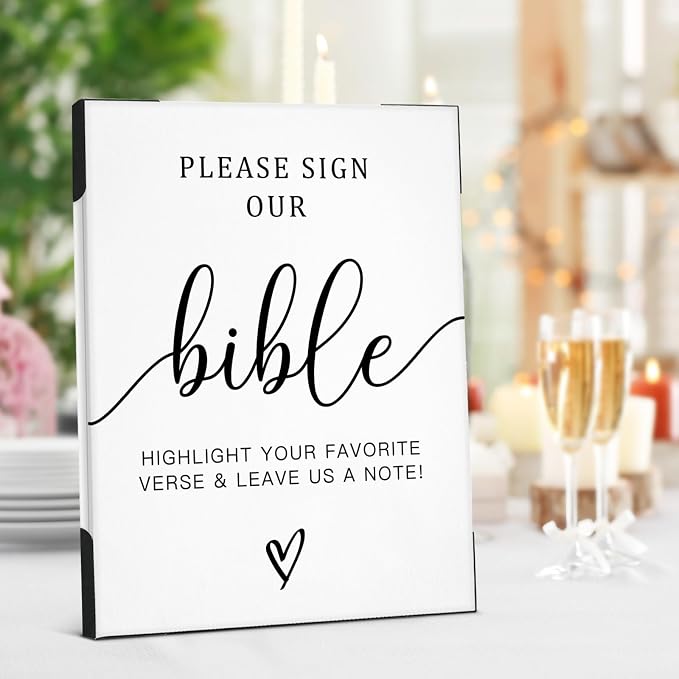 Wedding Signs for Ceremony and Reception, Please Sign Our Bible for Wedding - Image 4