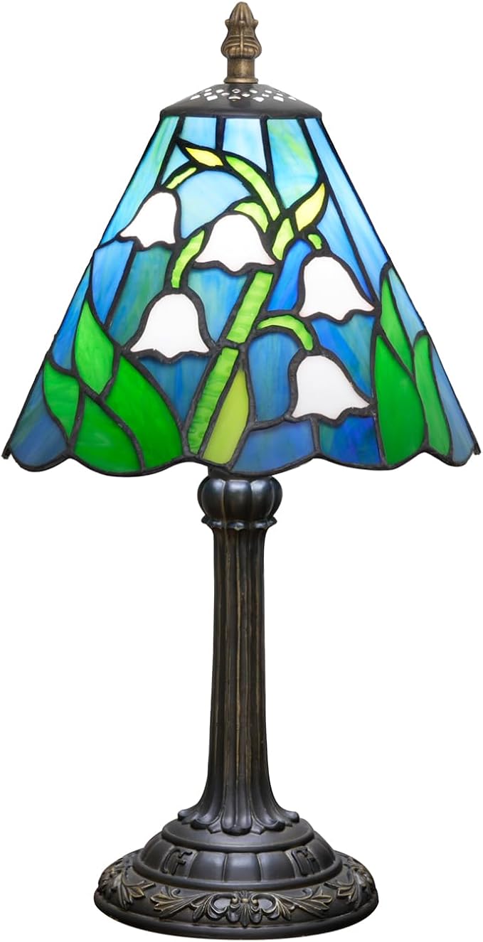 Tiffany Lamp Stained Glass Table Lamp Lily of The Valley 8X8X14 Inches Living by KIPHEPI