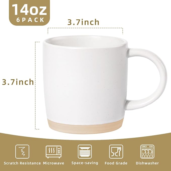 Coffee Mugs Set of 6, 14 oz Coffee Cups Ceramic, Ceramic Cup Set - Image 2