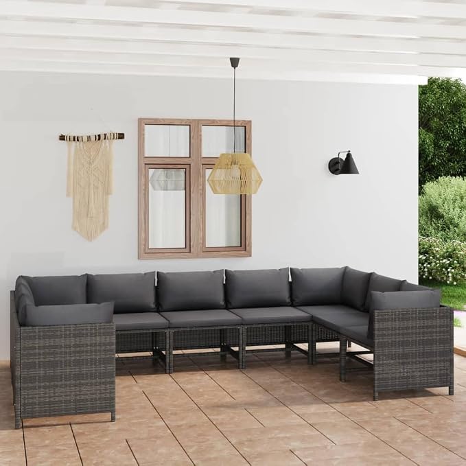 9-Piece Garden Lounge Set, Modular Outdoor Patio Furniture Sectional - Image 2