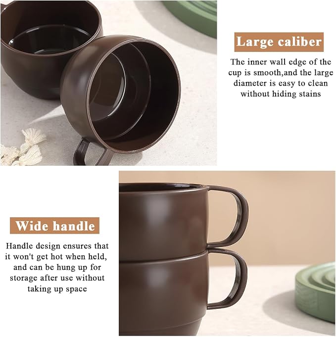 Coffee Mugs Set of 6, Coffee Cups 12oz, Durable Light Weight Plastic Mugs - Image 7