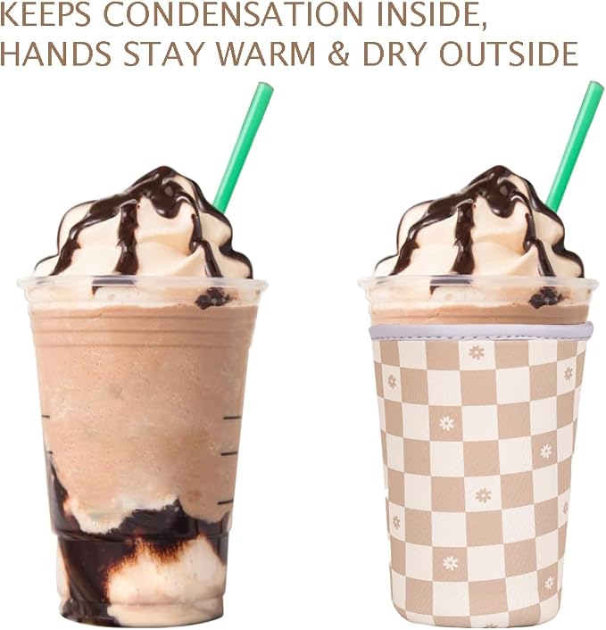 Reusable Insulated Neoprene Iced Coffee Cup Sleeve, Durable Drink Sleeve - Image 6