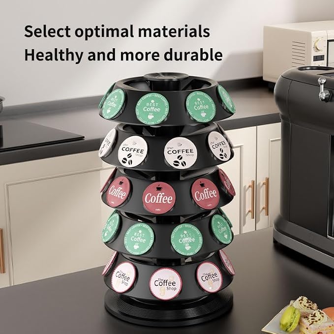 SAVORI 40 Capacity Rotating K-Cup Holder, 5-Tier Black Coffee Pod Carousel - Image 3