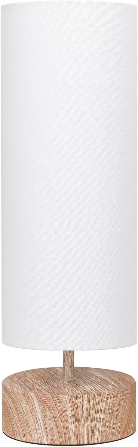 Touch Table Lamp with Metal Base Covered with Wood Grain, 3 Way Dimmable - Image 7