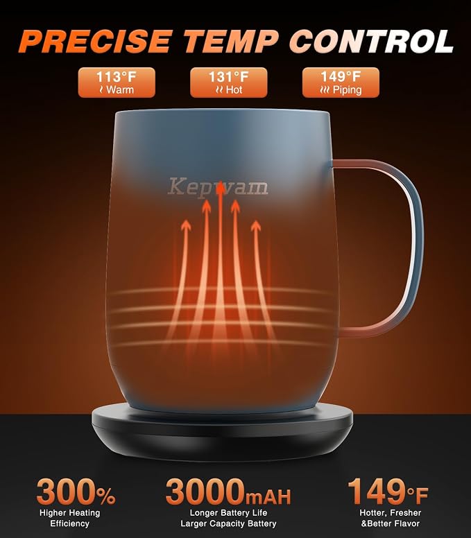 Kepwam Self Heating Coffee Mug T2, 16oz Smart Heated Coffee Mug, 150 Min - Image 2