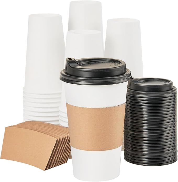 RACETOP 16 oz 500 Pack Disposal Paper Coffee Cups by RACETOP
