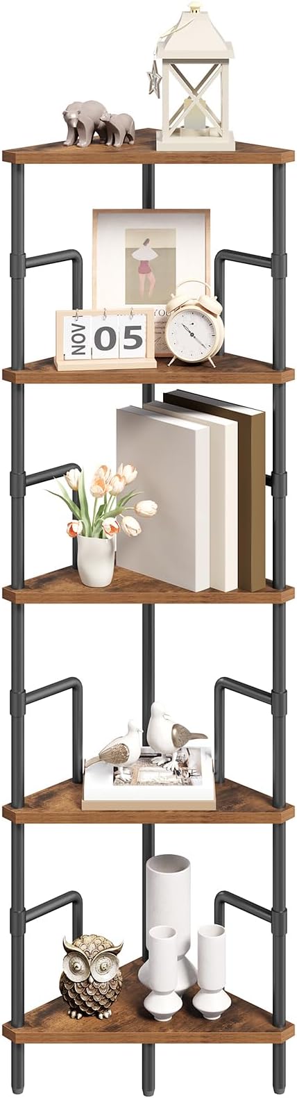 MAHANCRIS 52.8" Corner Shelf, 5-Tier Industrial Corner Bookshelf - Image 9