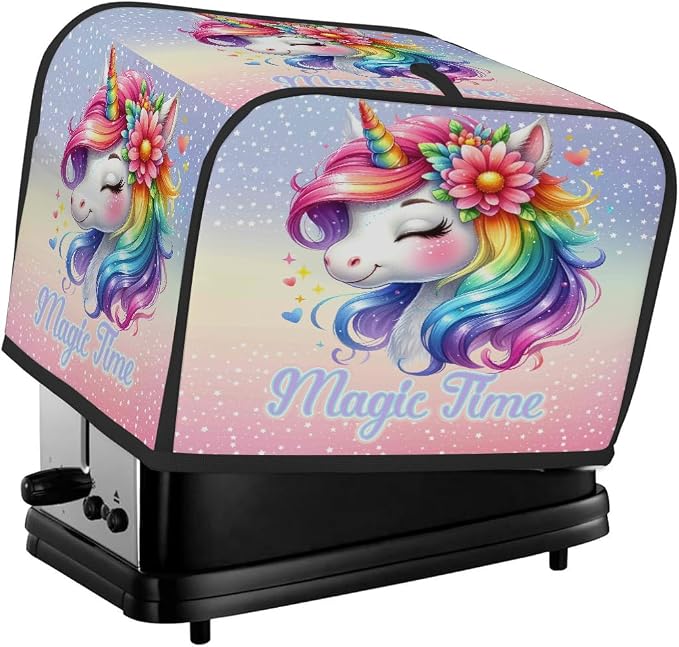 Unicorn Rainbow Animal Toaster Cover 4 Slice Wide Slot Washable Appliance by cfpolar