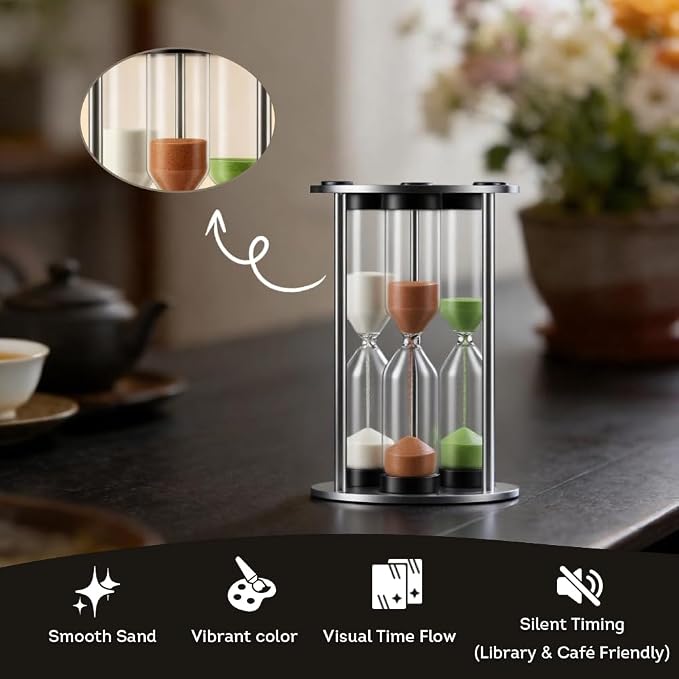Lily's Home 3.5" Tall 3-in-1 Perfect Tea Timer, Includes 3, and 5 Minute Sand - Image 6