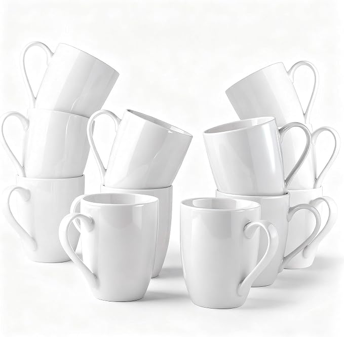 GBhome 12 OZ Off White Coffee Mugs, Ceramic Coffee Mugs Set by GBhome
