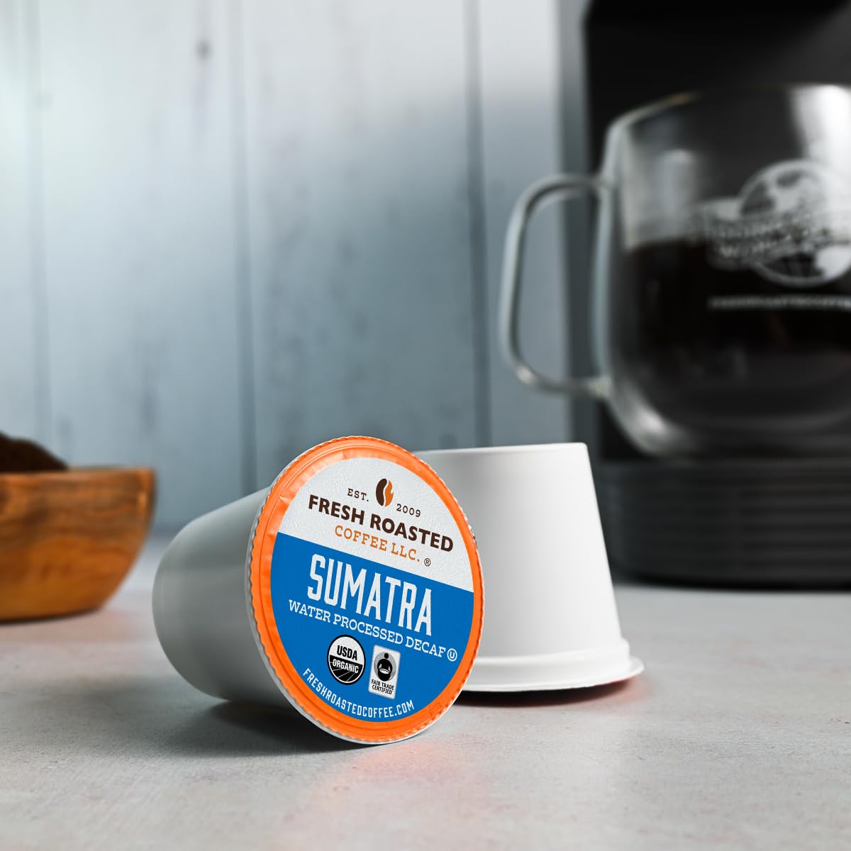 Fresh Roasted Coffee, Organic Water-Processed Decaf Variety Pack | USDA Organic, Kosher | K-Cup Compatible, 96 Pods
