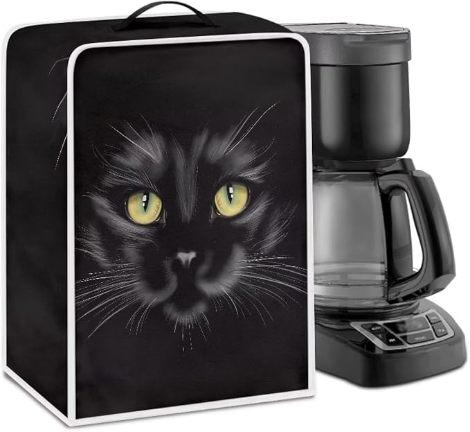 Black Cat Coffee Machine Covers Dust Resistant Folding Dust Covers by Kathyboom
