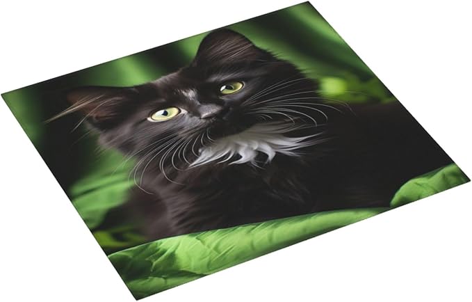 Black Cats And White Kitten Green Large Dish Mat 16X18 Microfiber Absorbent - Image 4