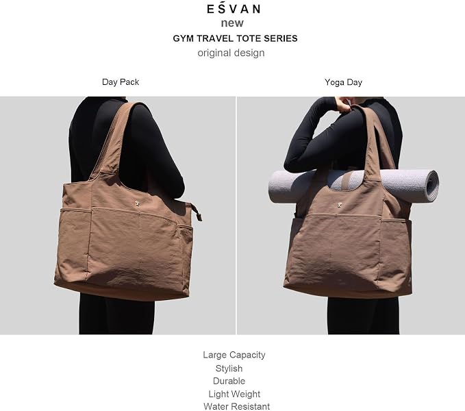 ESVAN Yoga Tote Bag Mat bag Women Shoulder Bags Carryall Tote - Image 5