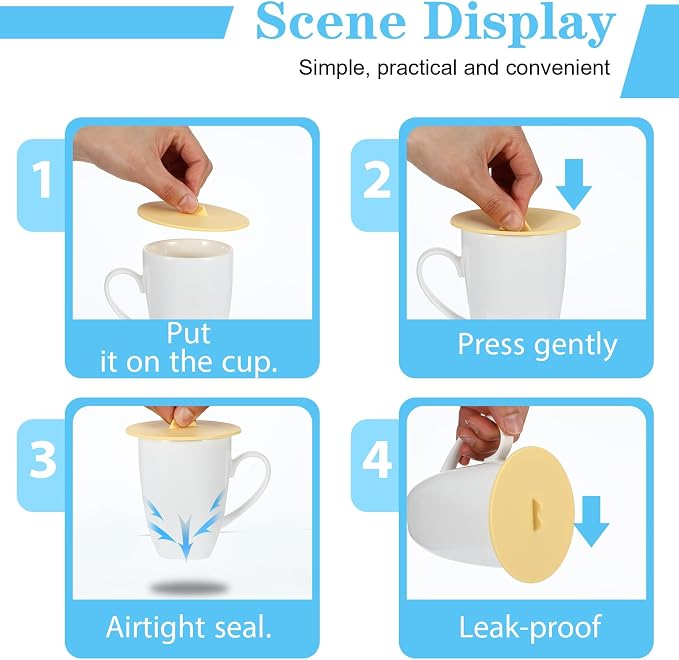 Ymapinc Silicone Lids for Cups, Silicone Cup Covers, Universal Cup Lids | - Image 6
