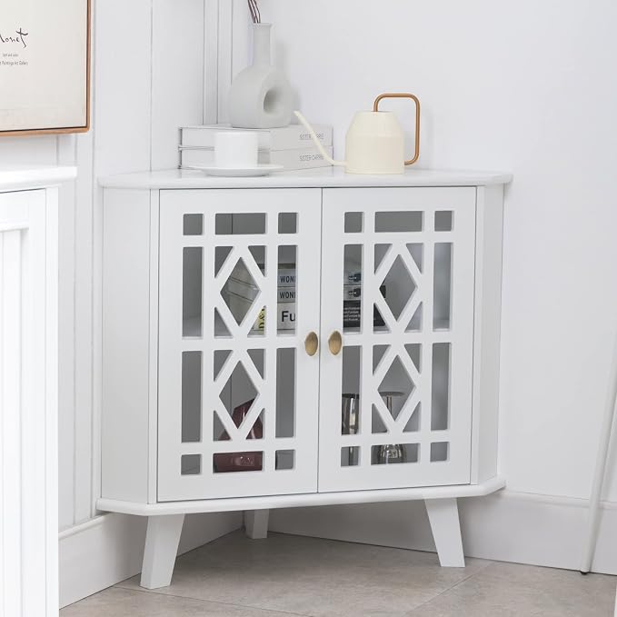 Scurrty Small Corner Table, Free-Standing Shelf Stand Storage Organizer by Scurrty