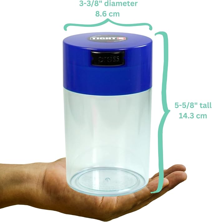 Tightvac - 1 oz to 6 ounce Vacuum Sealed Storage Container - Dark Blue Cap & - Image 3