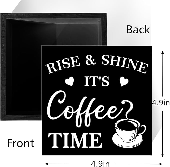Coffee Bar Wood Box Sign Decor Rise and Shine - Image 9