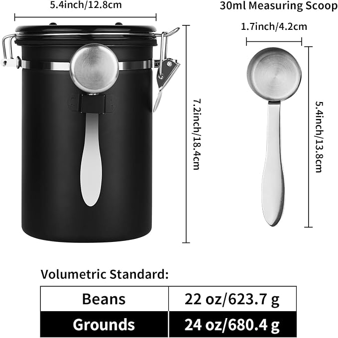 Ohtomber Coffee Canister Storage Container - 22OZ Stainless Steel Airtight - Image 2
