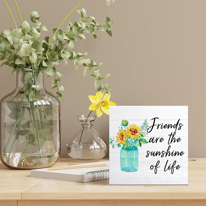 Friends Are The Sunshine Of Life Floral Wooden Box Sign, Sunflower Friendship - Image 5