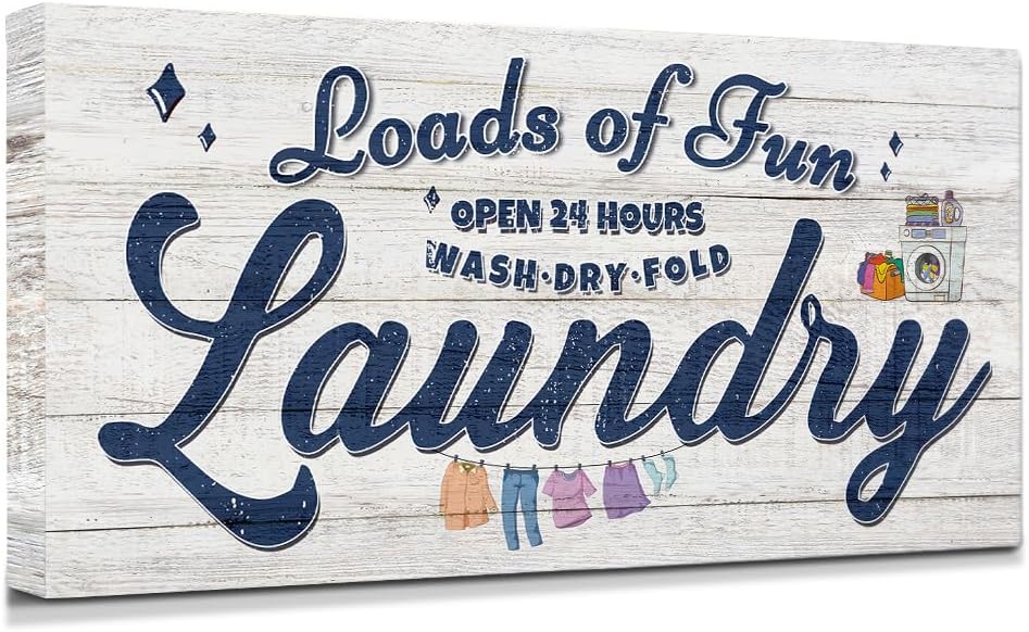 IPIC - Cute Laundry Room Decor, Rustic Canvas Wall Art Print on Acid-Free by IPIC