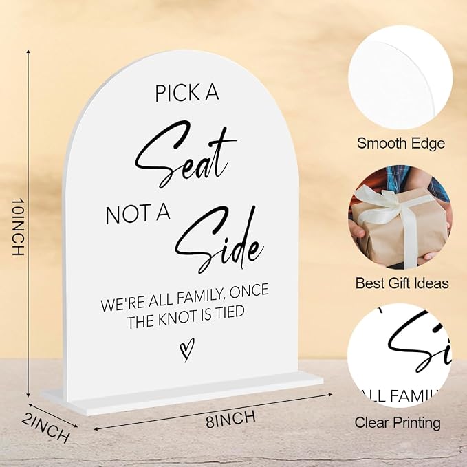 Pick A Seat Not A Side Wedding Sign, Choose a Seat Sign Wedding Ceremony - Image 2