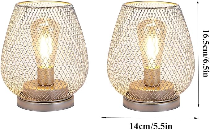 JHY DESIGN Set of 2 Metal Cage LED Lantern Battery Powered Cordless Accent Light - Image 2
