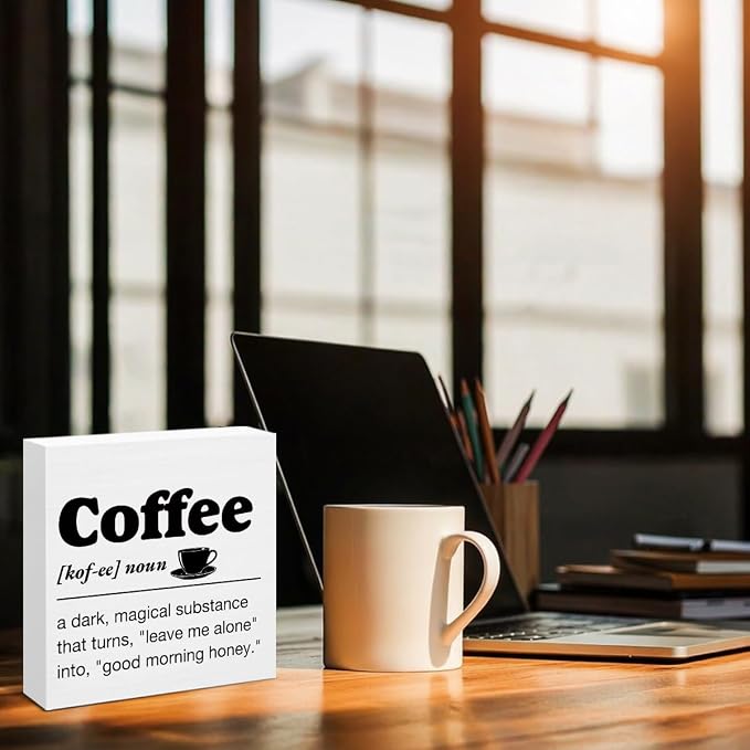 Coffee Bar Decor, Farmhouse Cafe Wooden Sign, Coffee Definition Cafe Sign - Image 6