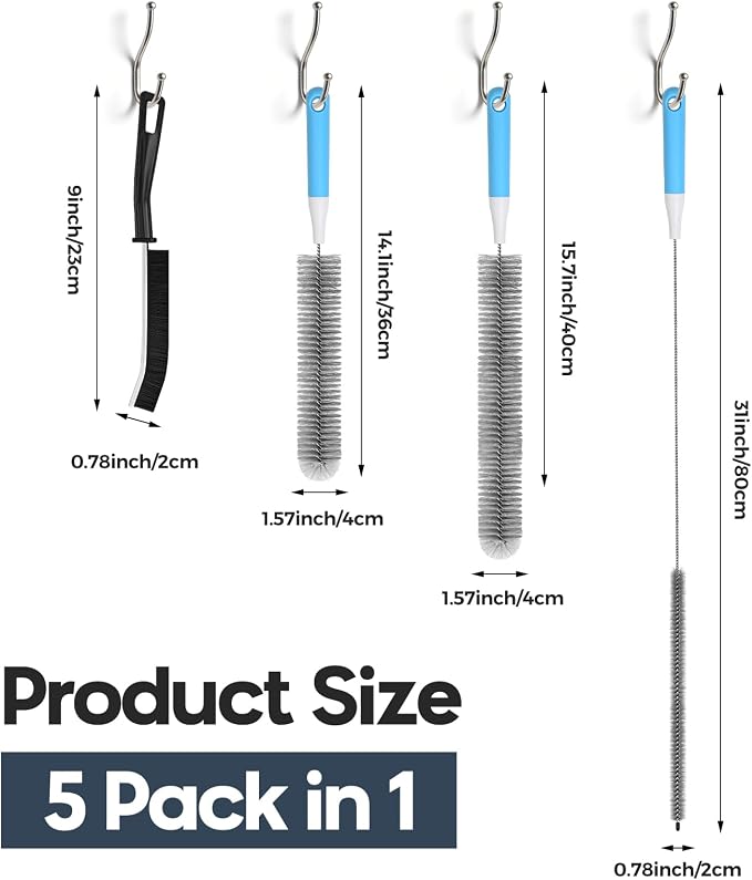 Dryer Vent Cleaner Kit 5 Pcs, Refrigerator Coil Cleaning Brush, Sewer Set Brush - Image 2