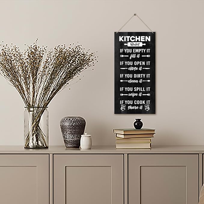 J2 Farmhouse Rustic Kitchen Sign, Hanging Printed Wooden Plaque Decor, Shared - Image 3
