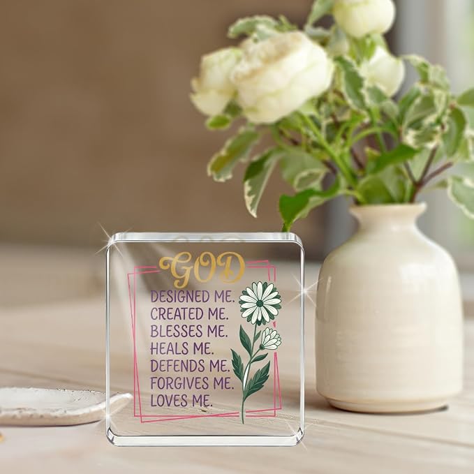 Christian Gifts for Women Desk Decor, Inspirational Religious Decor Acrylic Sign - Image 4