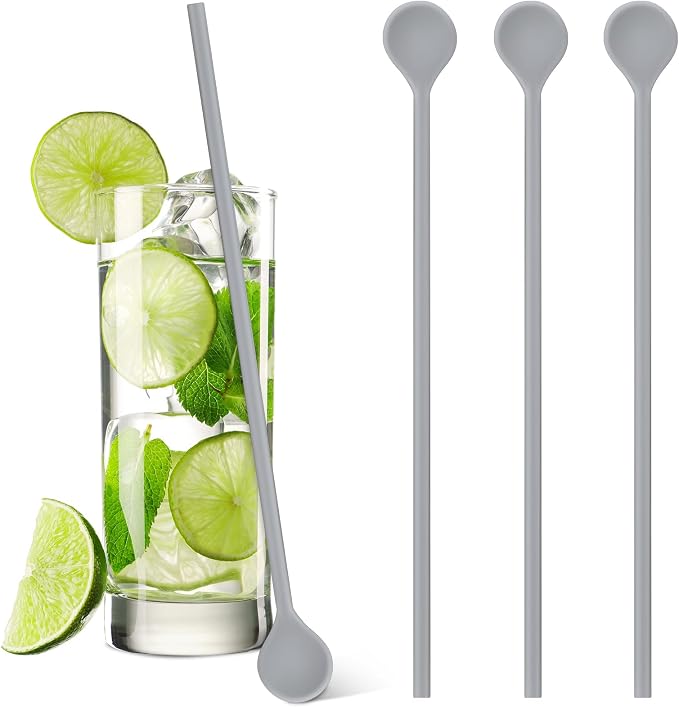 Reallnaive 3 Pcs 10" Silicone Stirrer Stick Spoon Reusable Long Cocktail Coffee by Unknown