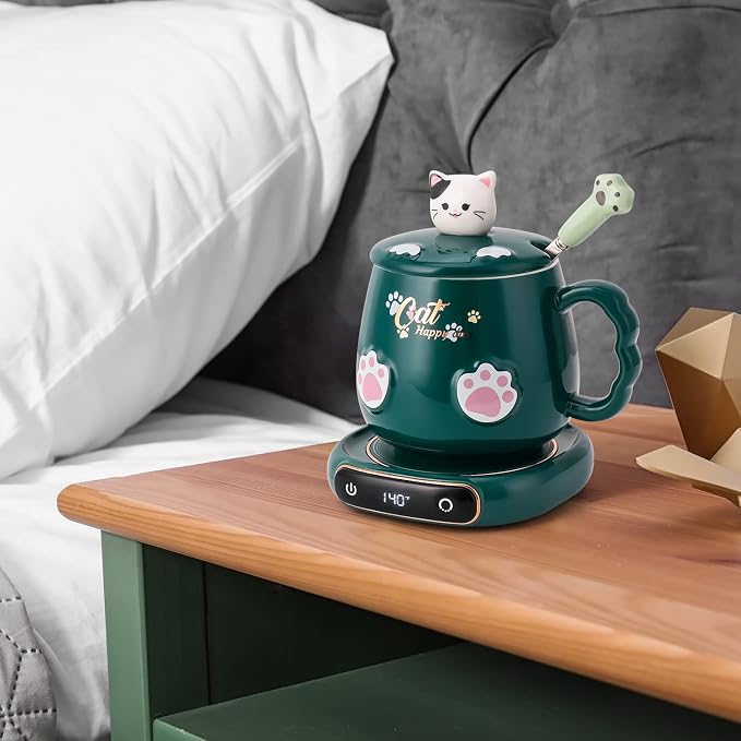 Bgbg Coffee Mug Warmer & Cute Cat Mug Set, Beverage Cup Warmer - Image 2