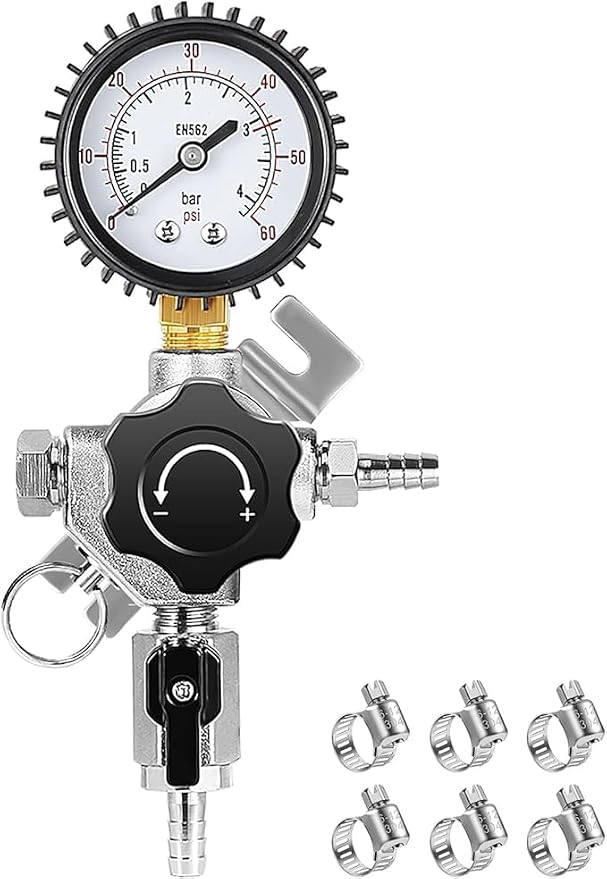 Beer Secondary CO2 Regulator, Single Gas Inlet Keg Regulator & 0-60PSI Gauges by Chciyich