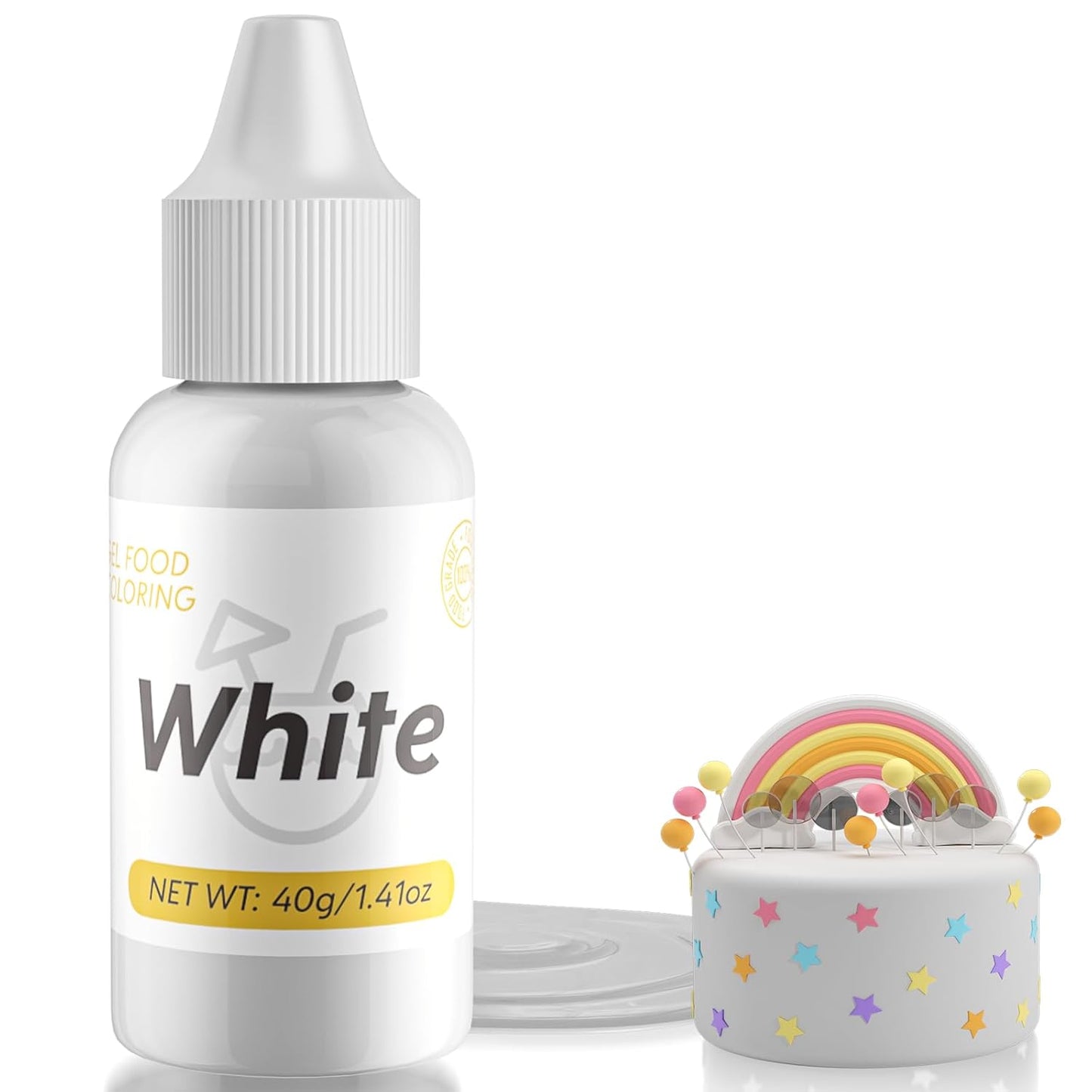 Gel Food Coloring for Cake Decorating - 40g Concentrated Assorted Edible Colors - Vibrant Tasteless Food Dye Professional-Grade Dye for Easter Eggs Fondant Cookies Frosting Royal Icing Baking - White
