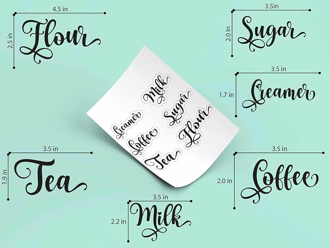 6 PCS Sugar Flour Milk Creamer Tea Coffee Pantry Labels Kitchen Stickers - Image 6