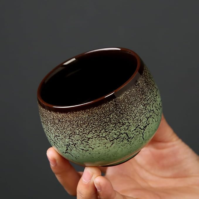 Gradient Crackle Glaze Ceramic Espresso Cups, 6.08oz/180ml Small Demitasse - Image 4