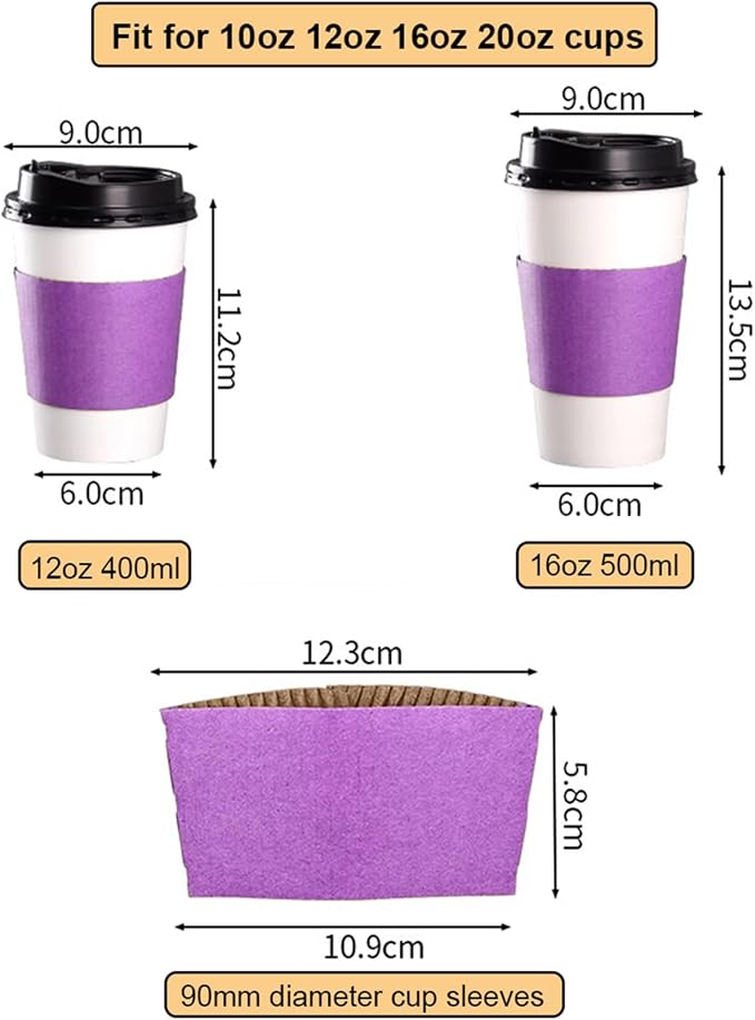 EchoDone Coffee Cup Sleeves for Hot or Cold Drinks Disposable Paper Corrugated - Image 3