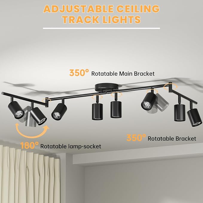 LED 8 Light Track Lighting Kit, 3 Color Adjustable Ceiling Spot Lighting - Image 4