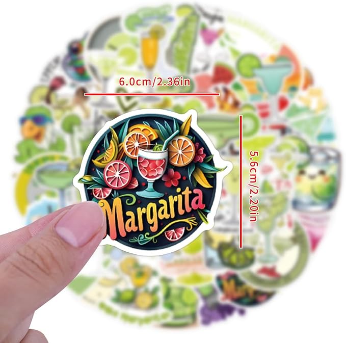 55PCS Margarita Cocktail Stickers, Waterproof Vinyl Stickers - Image 2